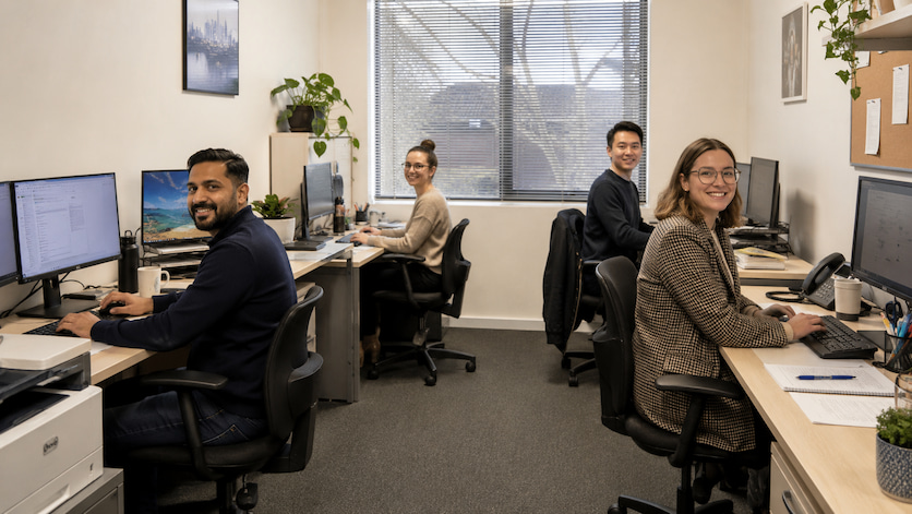 The Melbourne-based VEURebates support team at their desks