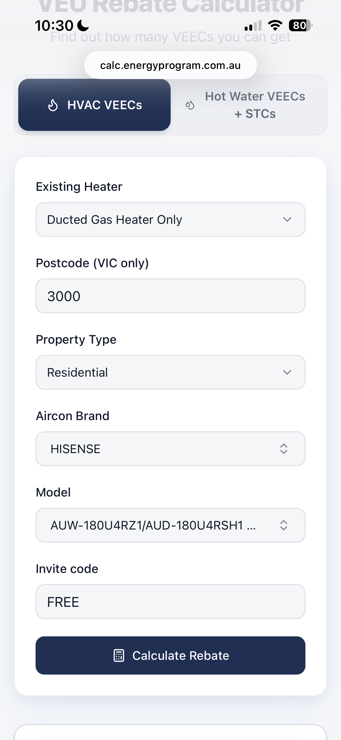 EPMate VEU Rebate Calculator