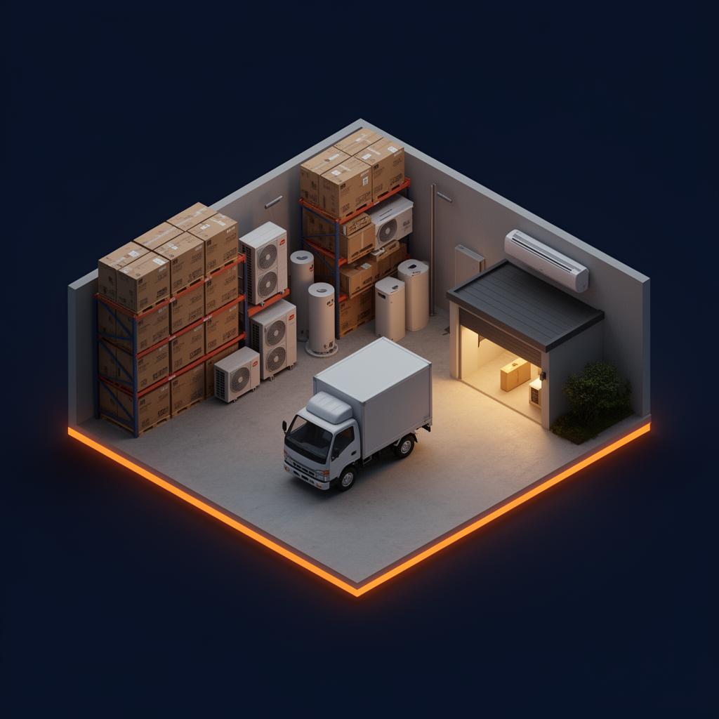 Diagram showing consignment stock flow from warehouse to VEURebates via a delivery truck and handshake